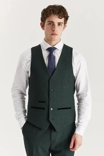 Oliver Tweed Infinity Leather Men's Green Suit Waistcoat Prince Of Wales Formal Waistcoat