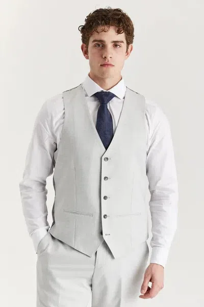Oliver Tweed Infinity Leather Men's Silver Lightweight Summer Wedding Party Waistcoat