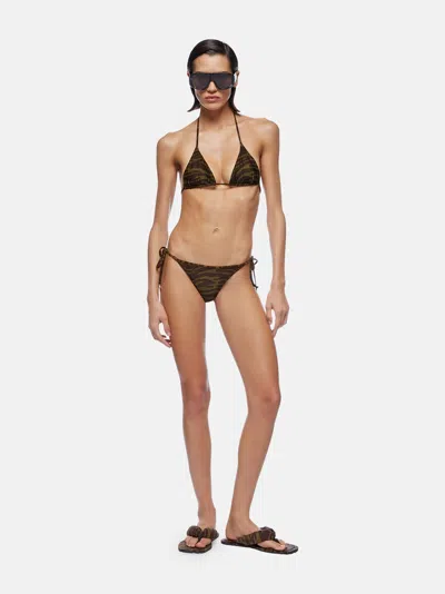 Attico Dark Green And Dark Brown Bikini