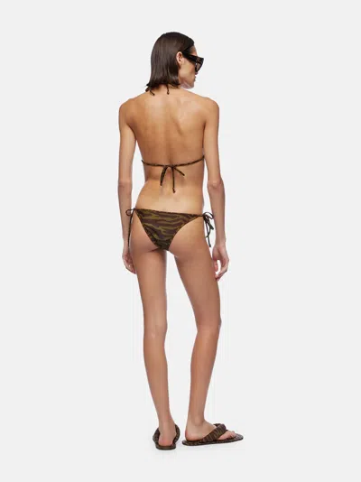 Attico Dark Green And Dark Brown Bikini