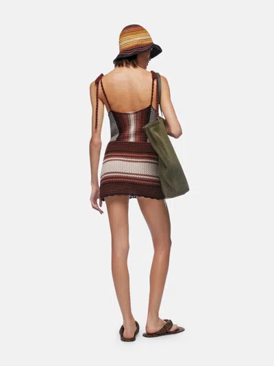 Attico Chocolate Brown Cotton Mini Dress In Multi