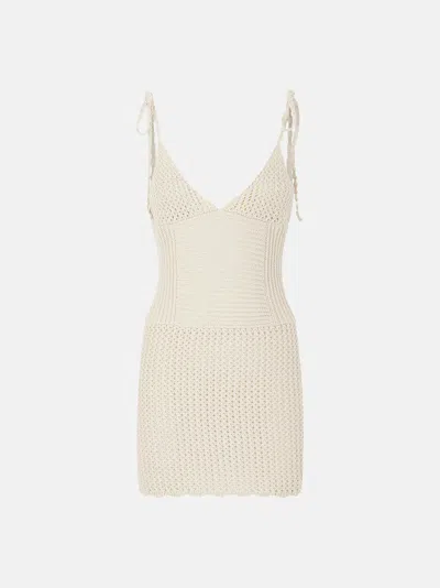 Attico Crochet Tie-strap Dress In Neutral