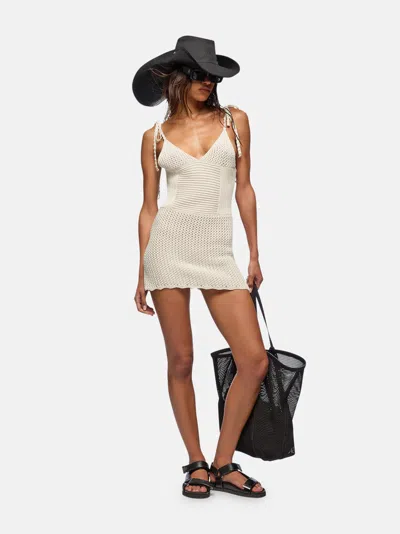 Attico Crochet Tie-strap Dress In Neutral