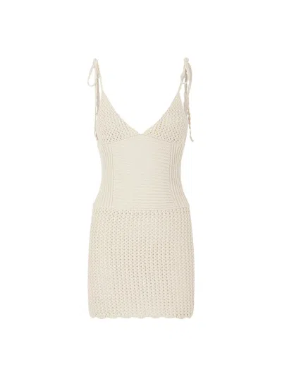 Attico Crochet Tie-strap Dress In Neutral