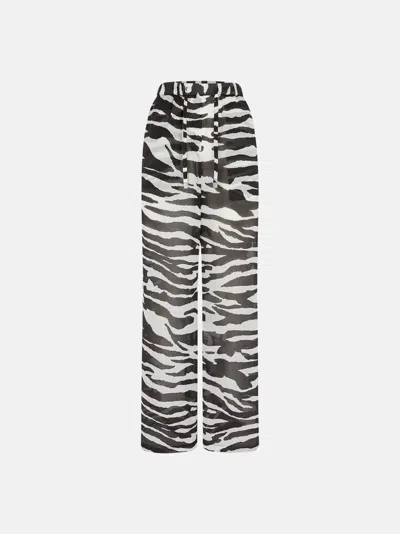 Attico White And Black Long Pant In Animal Print