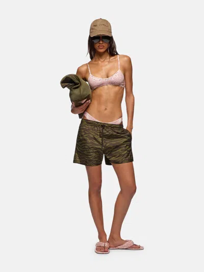 Attico Zebra Shorts In Khaki/brown Nylon