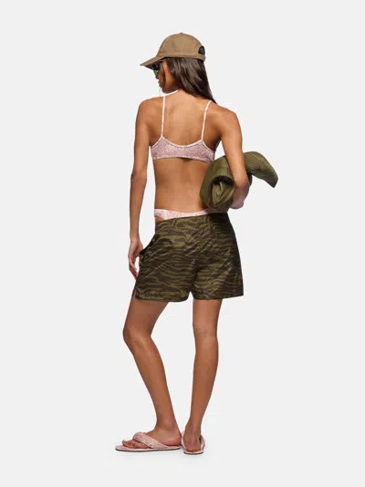 Attico Zebra Shorts In Khaki/brown Nylon