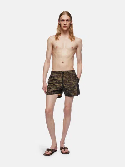 Attico Zebra Shorts In Khaki/brown Nylon