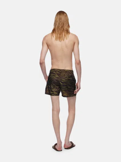 Attico Zebra Shorts In Khaki/brown Nylon
