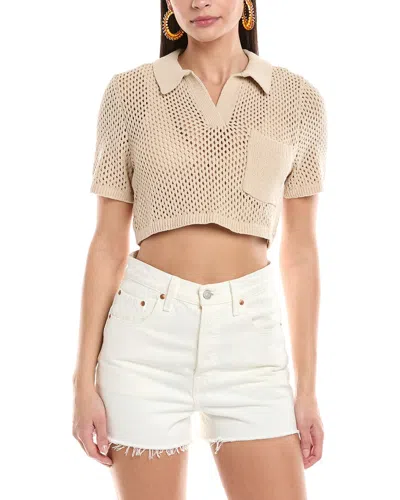 Onia Crochet Knit Cropped Polo Sweater