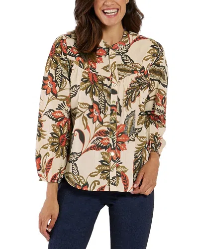 Jude Connally Lorraine Cotton Voile Top In Falling Floral Almond