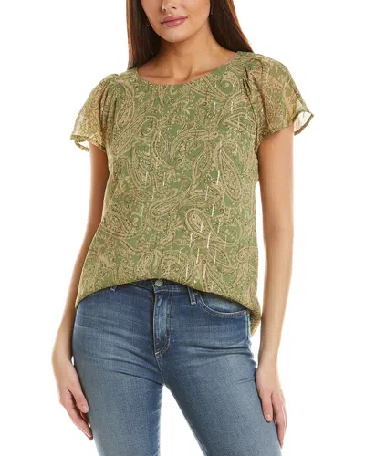 Cece Print Flutter Sleeve Top