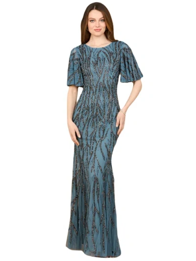 Lara New York Beaded Gown With Flutter Sleeves