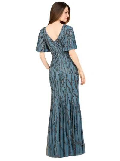 Lara New York Beaded Gown With Flutter Sleeves