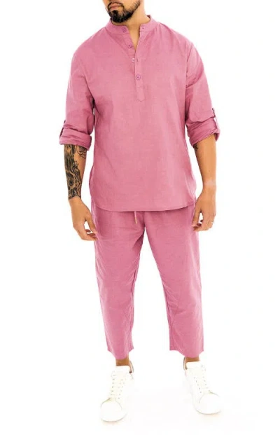 Dai Moda Yahyah Linen Drawstring Pant In Pink