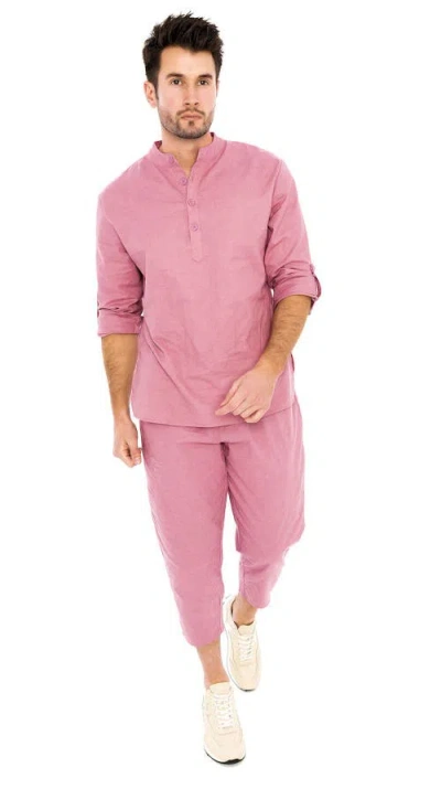 Dai Moda Yahyah Linen Drawstring Pant In Pink