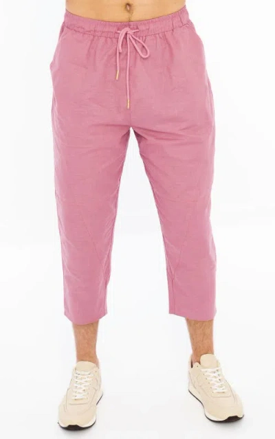 Dai Moda Yahyah Linen Drawstring Pant In Pink