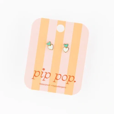 Pip Pop Heart Stack Stud Earrings