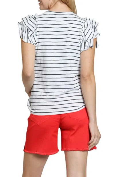 Apny Ruffle Sleeve T-shirt In White