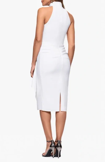 Xscape Evenings Cascade Ruffle Cocktail Sheath Dress In White