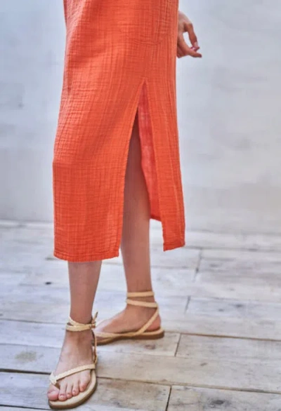 Ocean + Main Ocean+main Sleeveless Gauze Midi Dress With Pockets In Multi