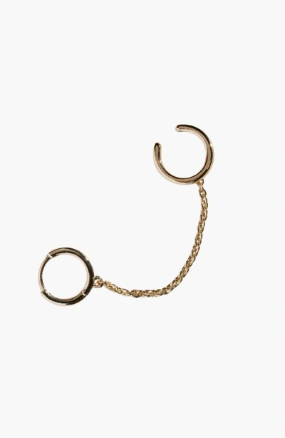 Nickel & Suede Chain Huggie With Cuff