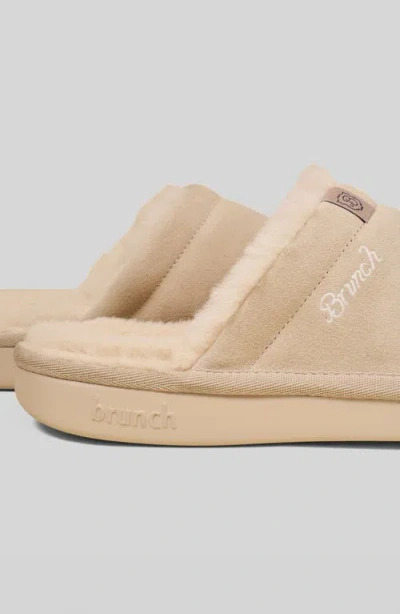 Brunch Essential Genuine Shearling Slipper In Nude