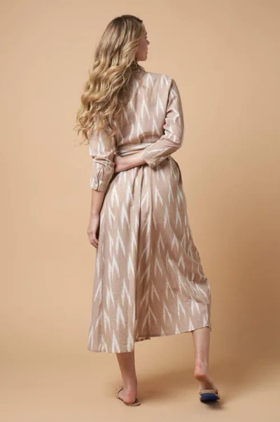 Guadalupe Design Luciana Ikat Midi Dress In Khaki
