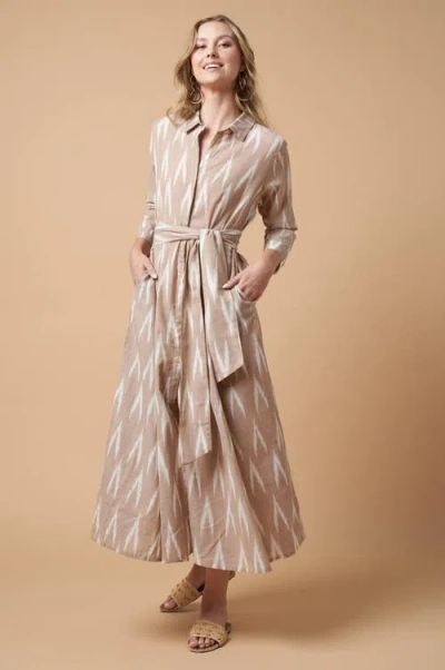 Guadalupe Design Luciana Ikat Midi Dress In Khaki