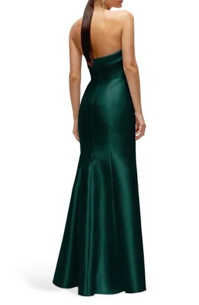Alfred Sung Strapless Cuff Neckline Satin Trumpet Gown In Green