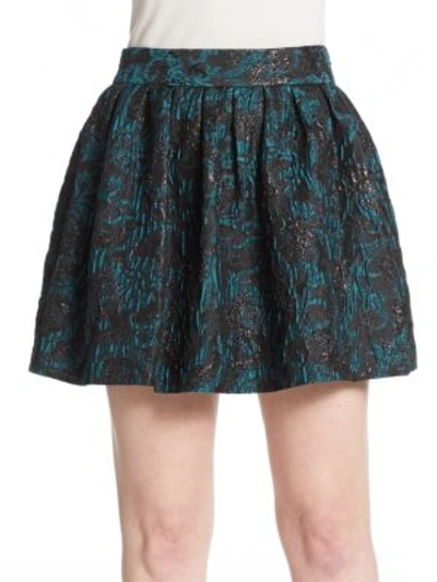 Alice And Olivia Stora Box-pleated Skirt In Green