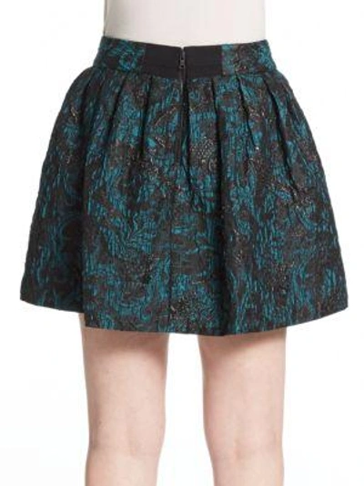 Shop Alice And Olivia Stora Box-pleated Skirt In Teal-black