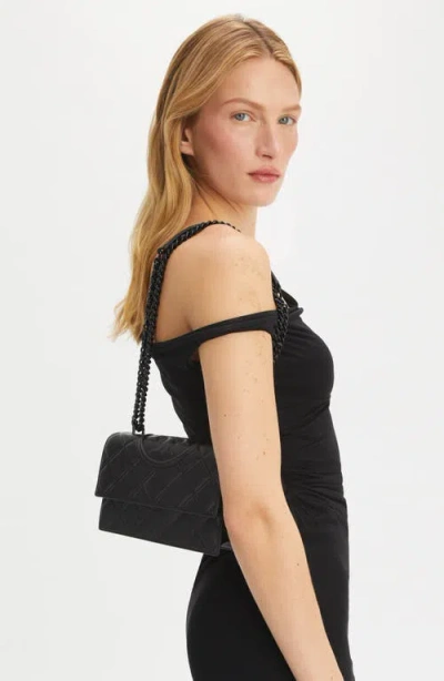 Tory Burch Small Fleming Diamond Quilted Leather Convertible Shoulder Bag In Black