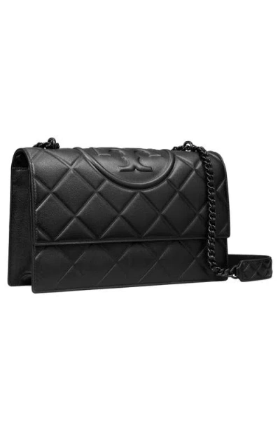 Tory Burch Small Fleming Diamond Quilted Leather Convertible Shoulder Bag In Black