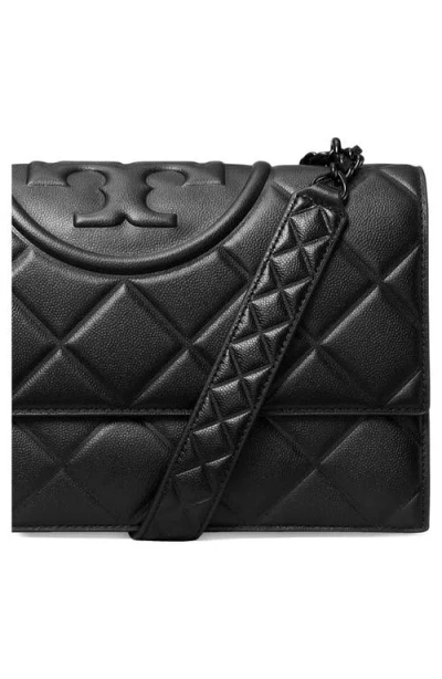 Tory Burch Small Fleming Diamond Quilted Leather Convertible Shoulder Bag In Black