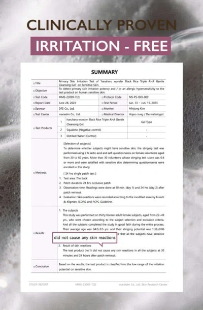 Haruharu Wonder Unscented Black Rice Triple Aha Gentle Cleansing Gel