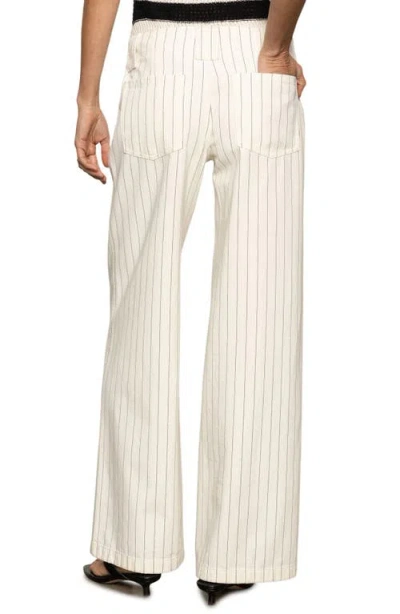 Sanctuary Arden Wide Leg Pants In Bleached White Pinstripe In Neutral