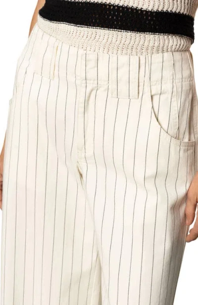 Sanctuary Arden Wide Leg Pants In Bleached White Pinstripe In Neutral