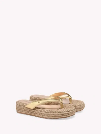 Gianvito Rossi Leather Platform Espadrille Thong Sandals