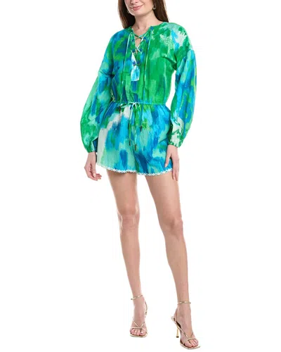 Hemant & Nandita Linen-blend Romper In Green