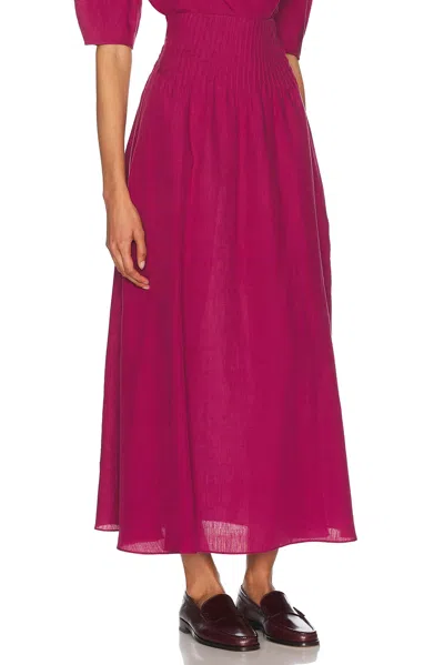 Gabriela Hearst Penelope Midi Skirt In Raspberry Aloe Linen
