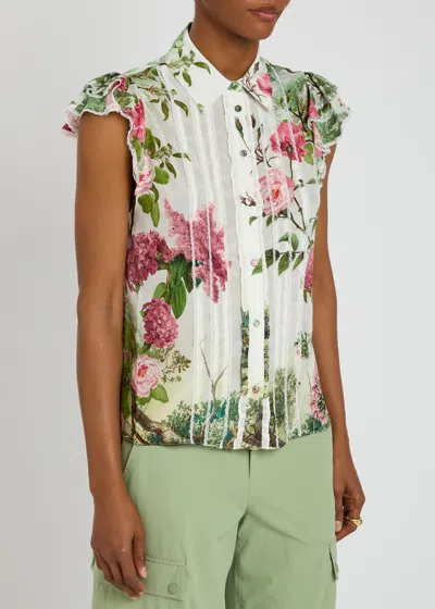 Alice And Olivia Minda Silk Blouse In White