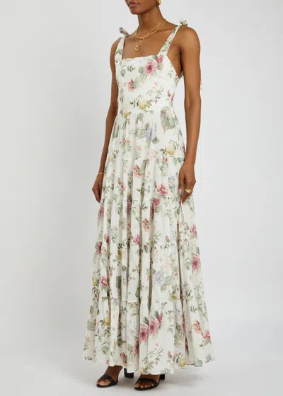 Alice And Olivia Monnie Tie Strap Tiered Maxi Dress In Multi
