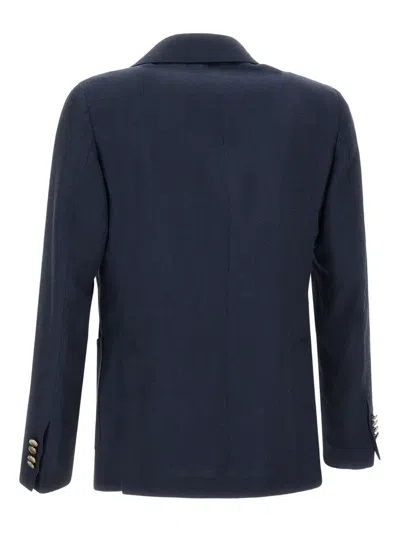 Santaniello Double-breasted Blazer In Blue