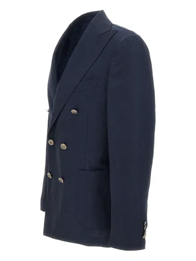 Santaniello Double-breasted Blazer In Blue