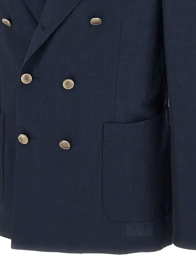 Santaniello Double-breasted Blazer In Blue
