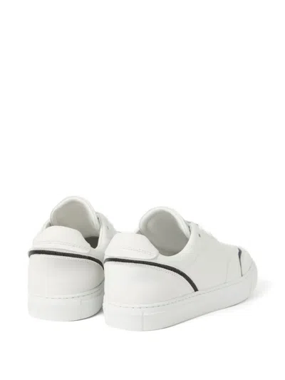 Brunello Cucinelli Leather Sneakers With Shiny Details In White