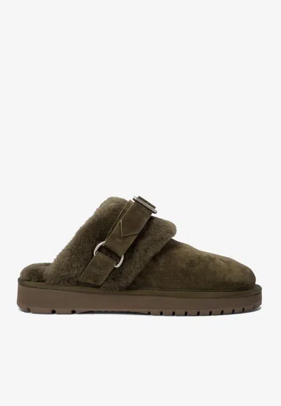 Burberry Elegant Mini Suede Slippers With Soft Fur Lining