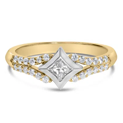 Haus Of Brilliance 10k Two Tone Color 1/2 Cttw Diamond Kite And Split Shank Ring (h-i Color