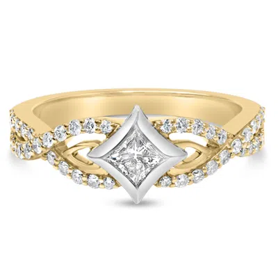 Haus Of Brilliance 10k Two Tone Color 1/2 Cttw Diamond Kite And Split Shank Ring (h-i Color